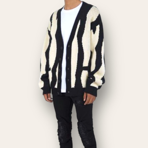 MNML Other - MNML Black & White Zebra Pattern Street Style Cardigan | Size XL